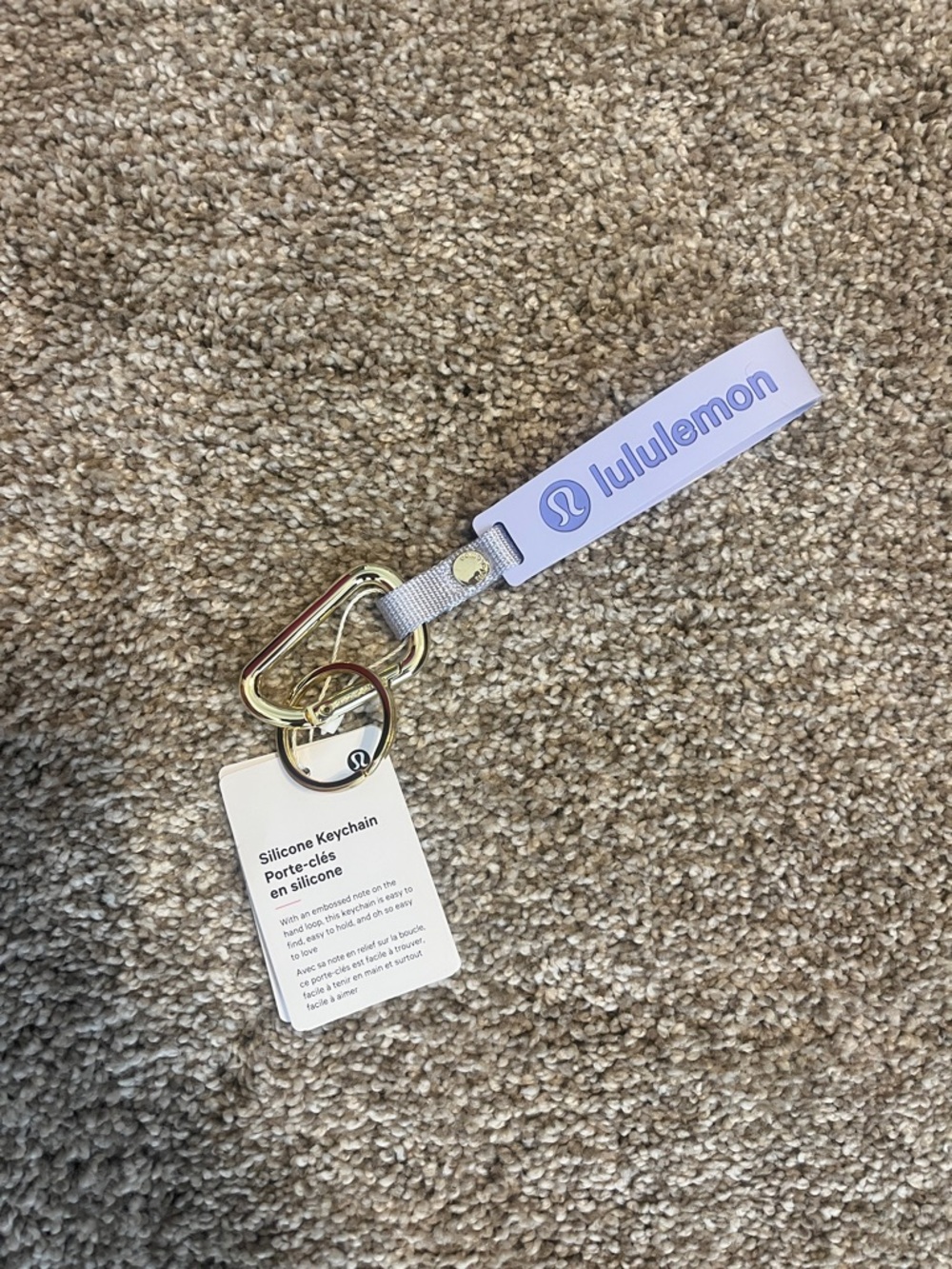 lululemon athletica Lavender Silicone Keychain with Gold Hardware